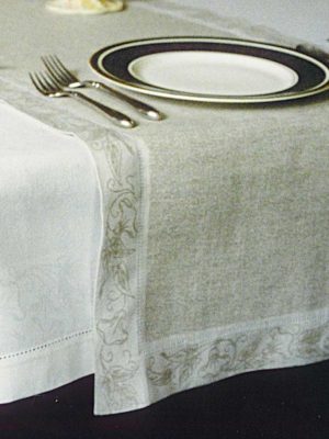 Morning Glory Natural Linen Table Runner - 19" x 70"