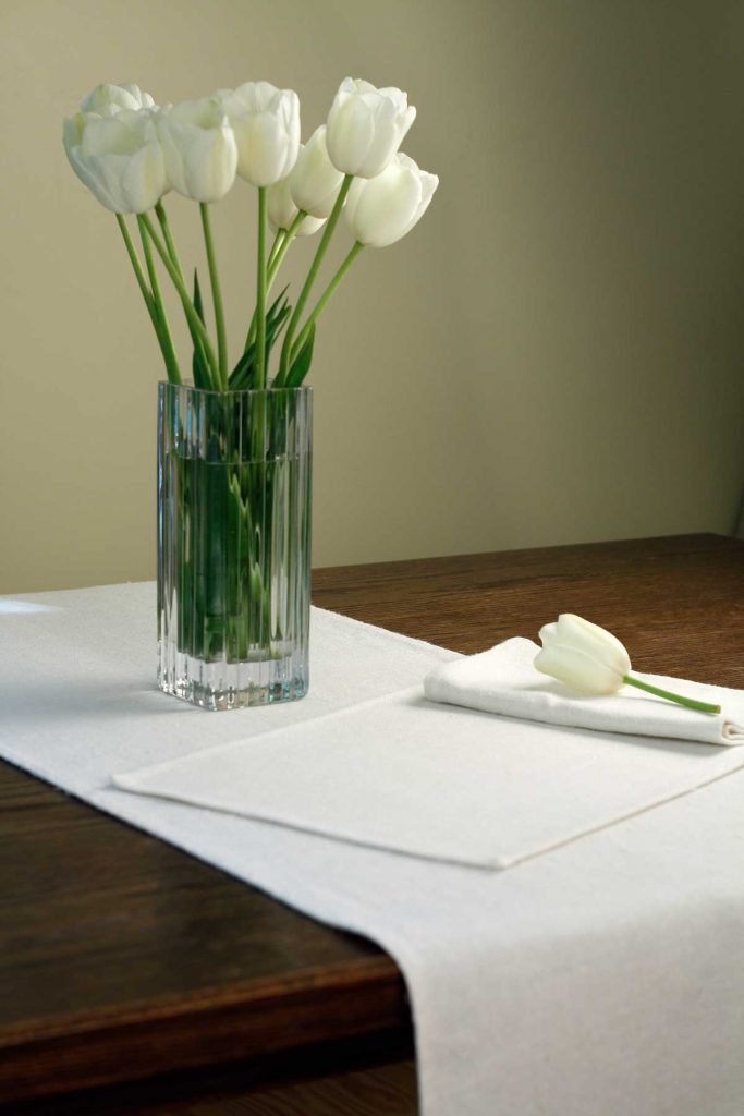 In the Buff Oyster Linen Kitchen table Runner - 18" x 60"