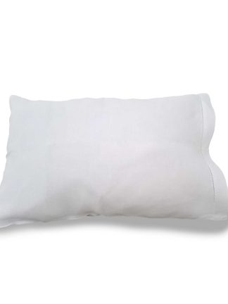 One Row Fine Hemstitch White Linen Standard Pillowcase