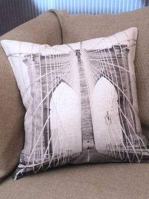 Brooklyn Bridge Linen Throw Pillow Cover