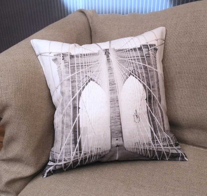 Brooklyn Bridge Linen Throw Pillow Cover