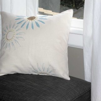 Flower Burst Linen Throw Pillow Cover