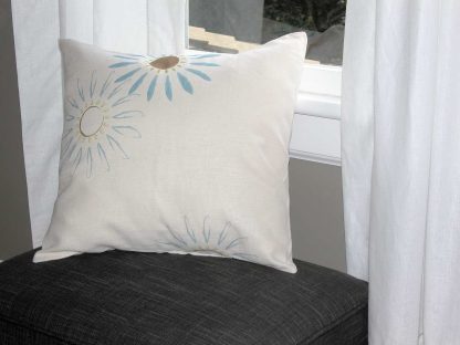 Flower Burst Linen Throw Pillow Cover