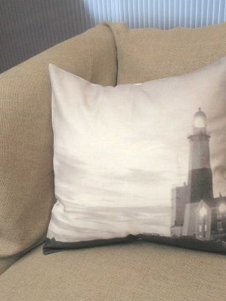 Lighthouse Landscape Linen Throw Pillow Cover