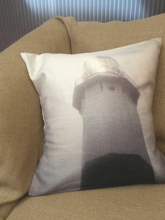 Lighthouse Portrait Linen Throw Pillow Cover