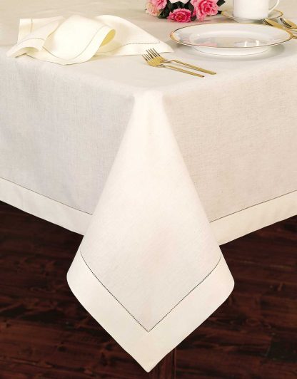 Ecru Linen Hemstitch Tablecloth