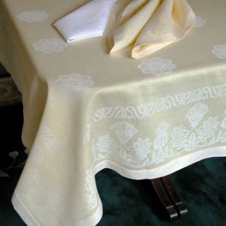 Russian Linen Thistle Hemstitch Tablecloth