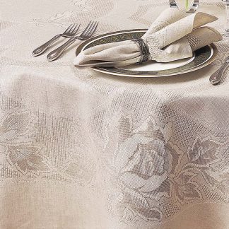 Monica Floral Natural Oval Tablecloth