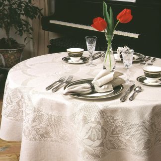 Monica Floral Natural Tablecloth – Linen and Cotton