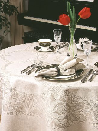 Monica Floral Natural Tablecloth – Linen and Cotton