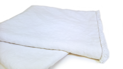 Fringe Linen Throw Blanket in White