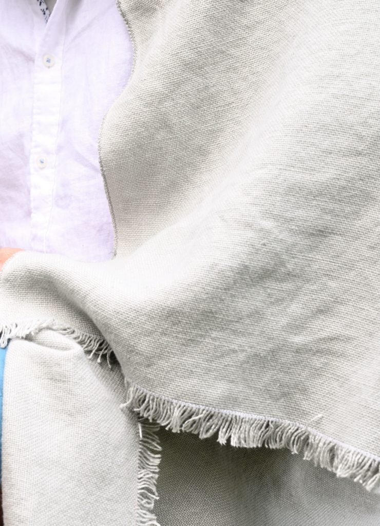 Fringe Linen Throw Blanket in Dove Grey - 72" x 60"