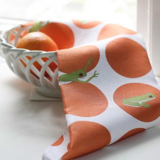 Hop Frog Orange and White Linen Towel