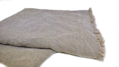 Fringe Linen Throw Blanket in Natural