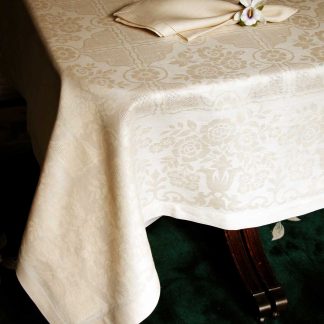 Damask Posy Etamine Tea Linen Square Tablecloth - 67"