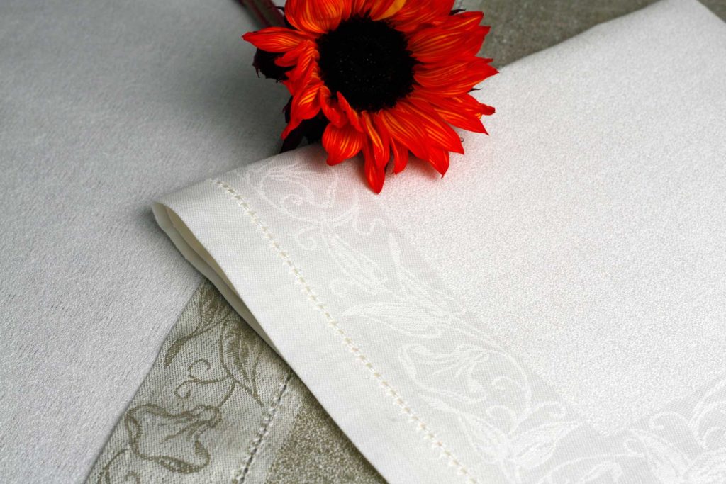 Damask Morning Glory Linen Square Tablecloth - 66"