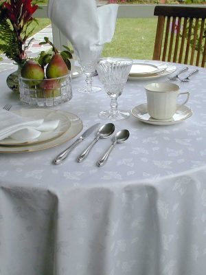 Damask Leaf Cotton Round Tablecloth
