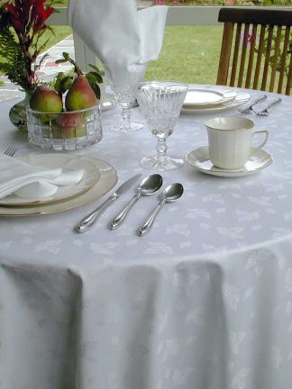 Damask Leaf Cotton Round Tablecloth