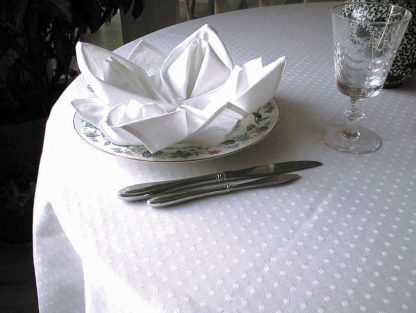 Damask Polka Dot Cotton Round Tablecloth