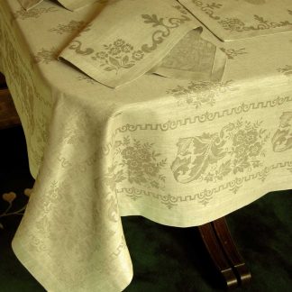 Damask Greek Key Tea Linen Square Tablecloth - 67"