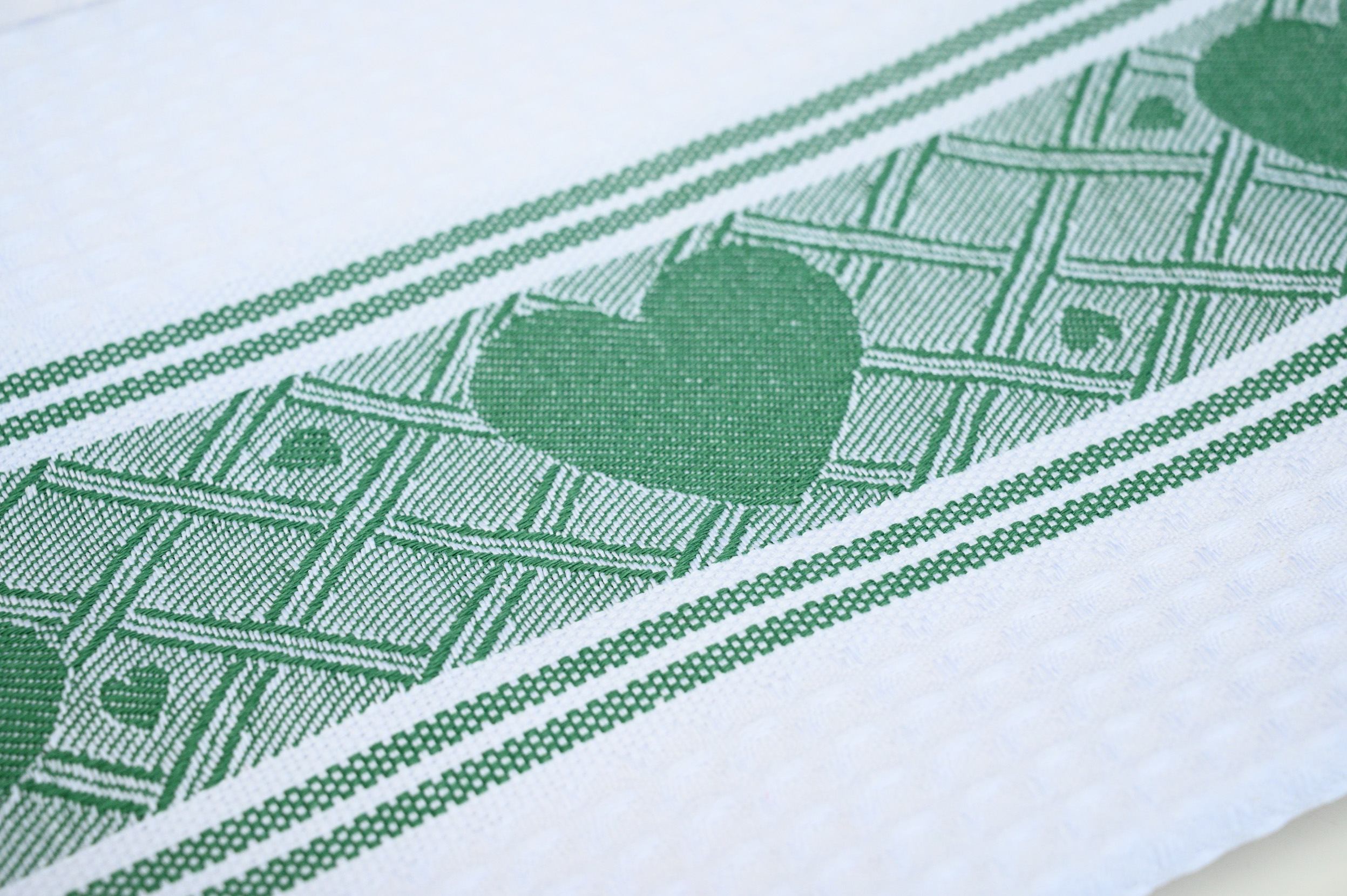 Green Heart Waffle Cotton Hand Towel