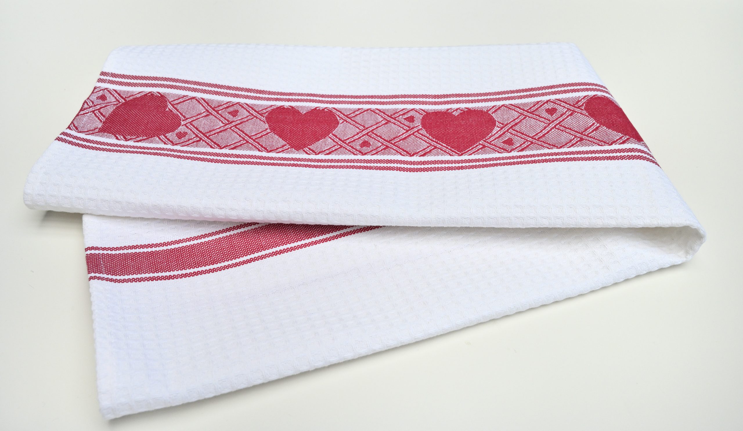 Red Heart Waffle Cotton Hand Towel