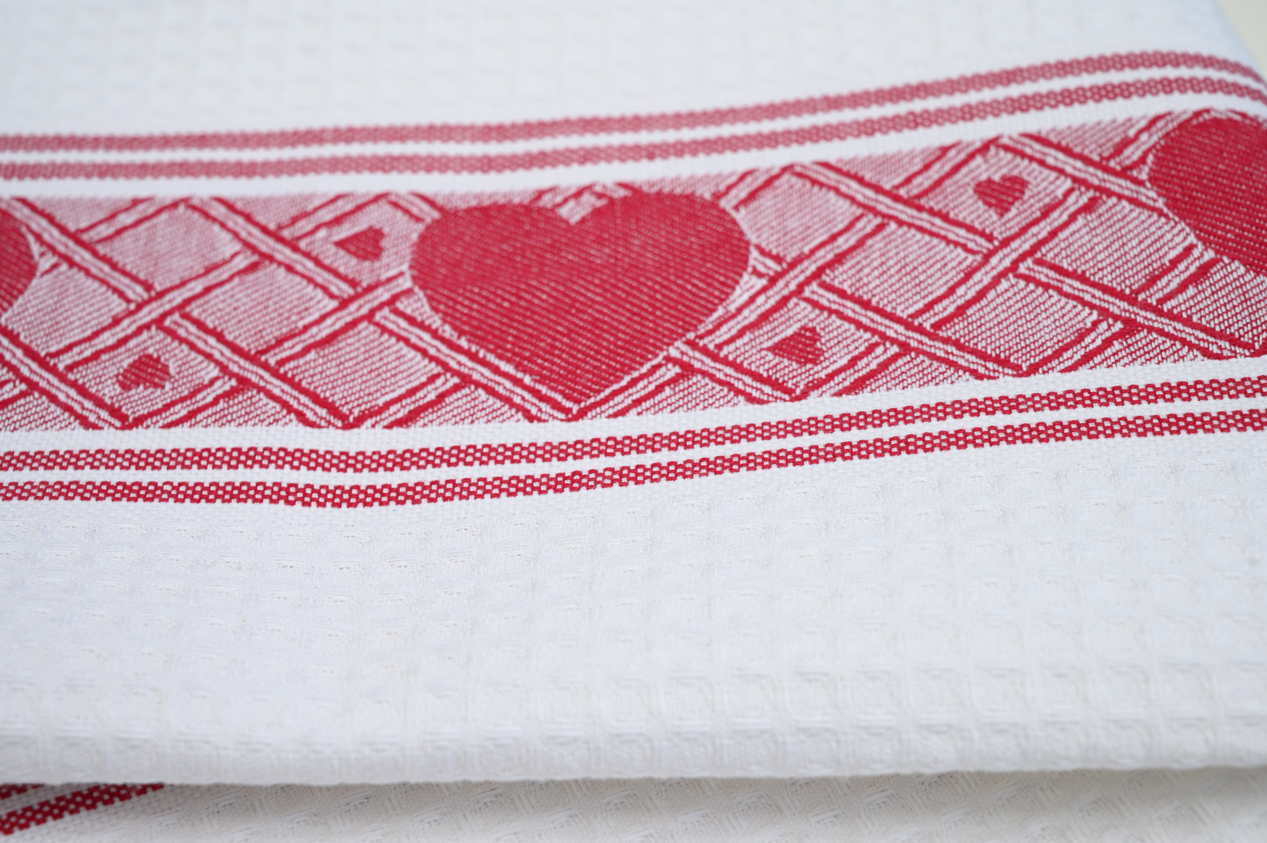 Red Heart Waffle Cotton Hand Towel