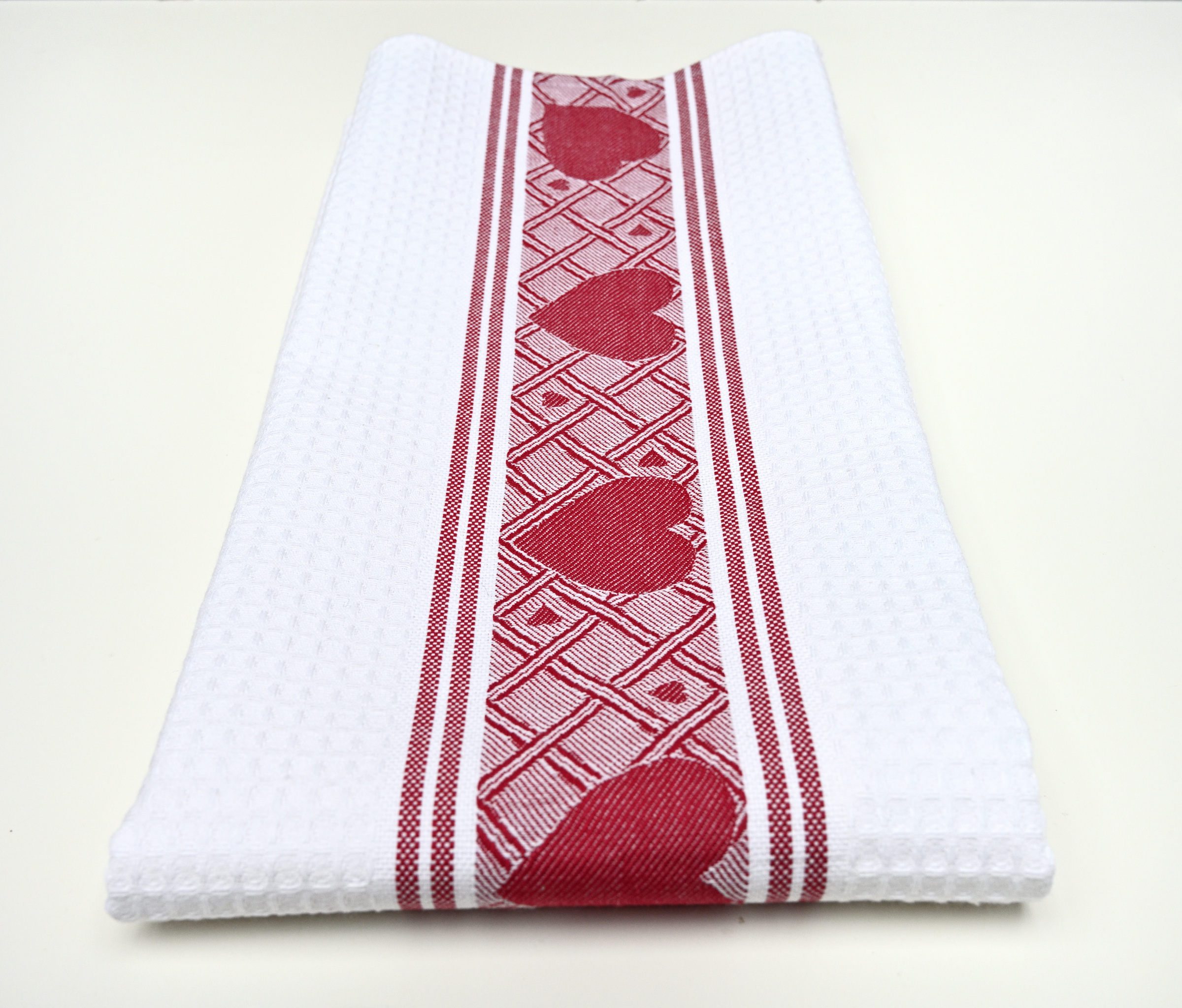 Red Heart Waffle Cotton Hand Towel